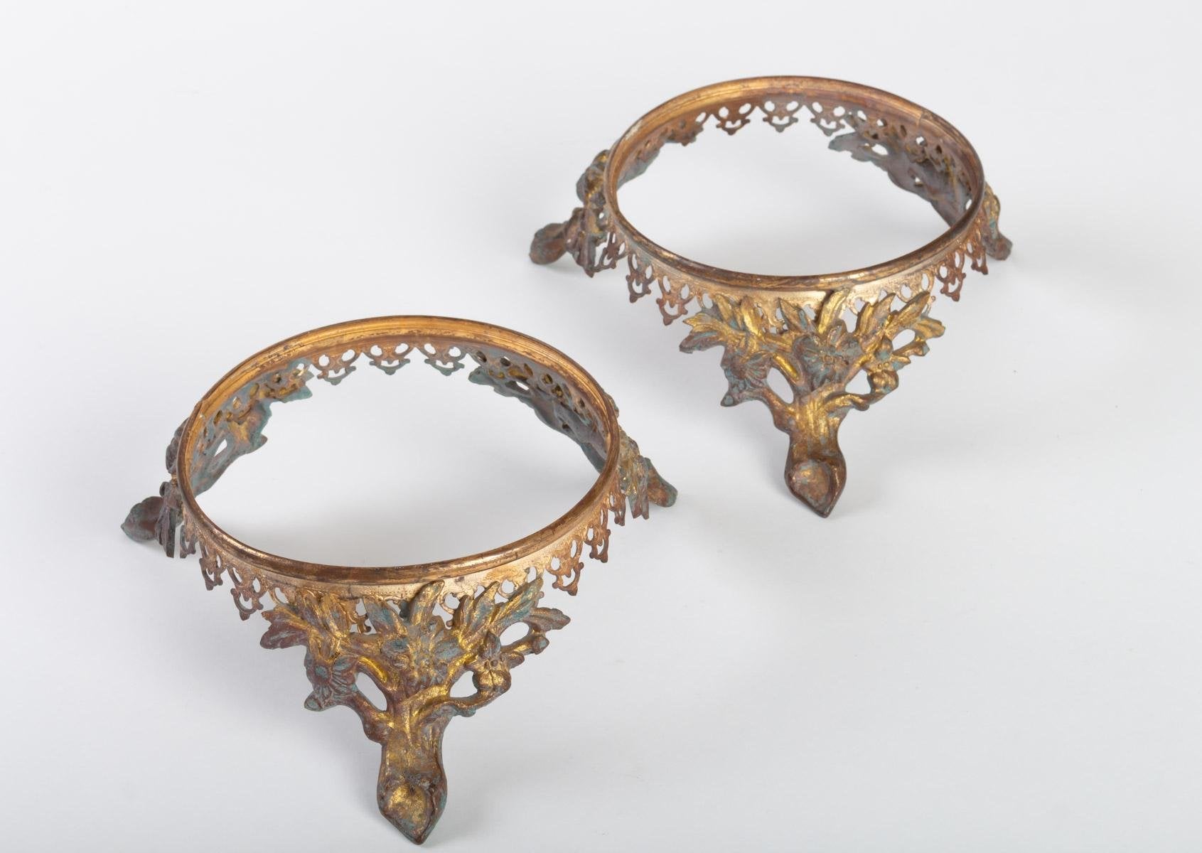 19th Century Napoleon III Gilt Bronze Bases, Set of 2