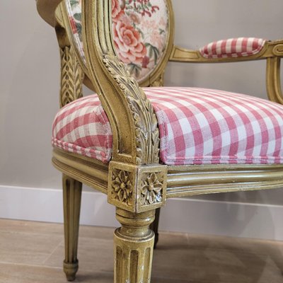 19th Century Napoleon III Louis XVI Armchair and Chair, France, Set of 2-NUC-2035323