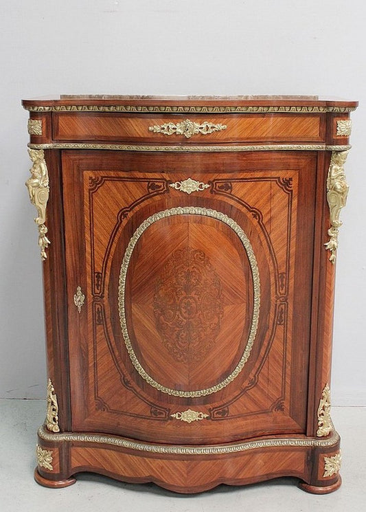 19th Century Napoleon III Marble and Veneer Buffet