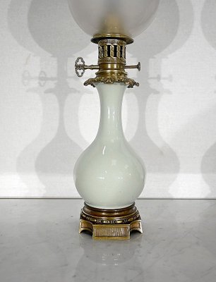 19th Century Napoleon III Oil Table Lamps in Celadon and Bronze, Set of 2-RVK-1419362