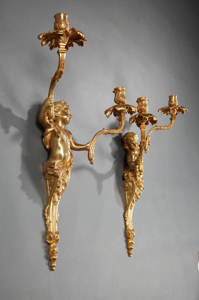 19th-Century Napoleon III Ormolu Sconces, Set of 2