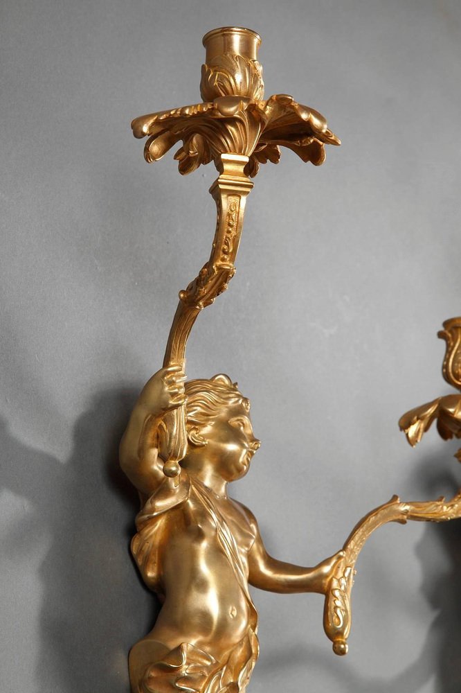 19th-Century Napoleon III Ormolu Sconces, Set of 2