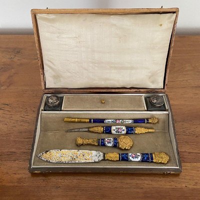 19th Century Napoleon III Writing Set in Blue Enamel-QKG-2017009