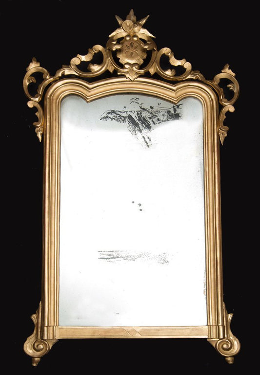 19th Century Neapolitan Mirror in Golden and Carved Wood from Luigi Filippo