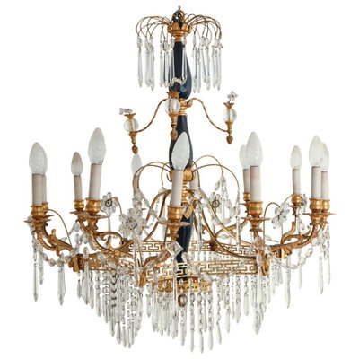 19th-Century Neoclassical Baltic Crystal and Gilt Bronze Chandelier-MBH-1032706