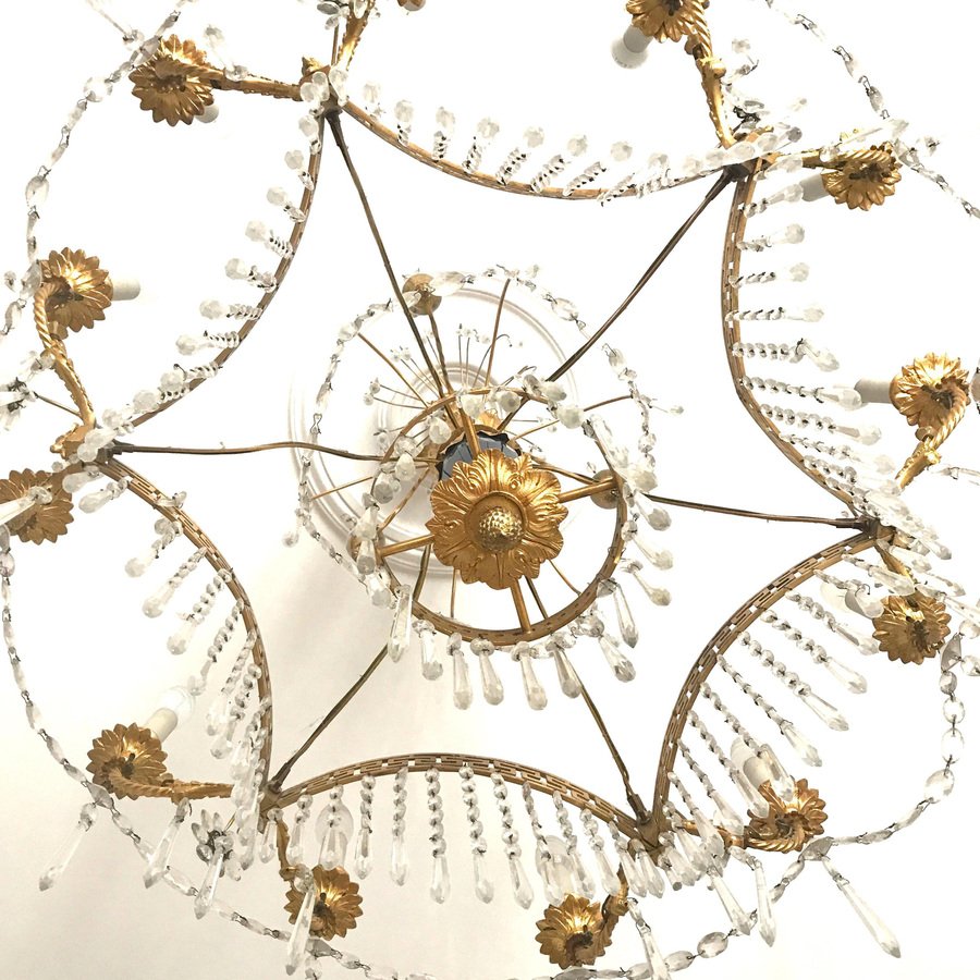 19th-Century Neoclassical Baltic Crystal and Gilt Bronze Chandelier