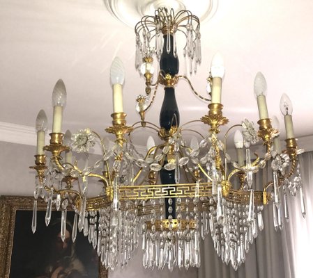 19th-Century Neoclassical Baltic Crystal and Gilt Bronze Chandelier-MBH-1032706