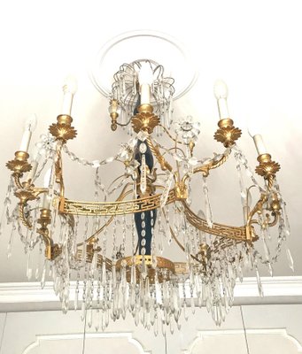 19th-Century Neoclassical Baltic Crystal and Gilt Bronze Chandelier-MBH-1032706