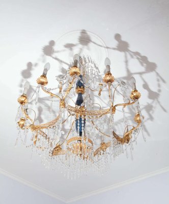 19th Century Neoclassical Crystal & Gilt Bronze 12-Light Chandelier-MBH-1032285