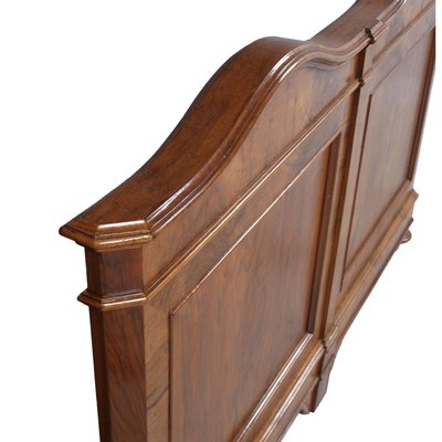 19th Century Neoclassical Solid Blond Walnut and Walnut Veneer Double Bed from Bassano Manufactures-NJV-660577