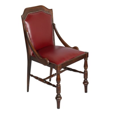 19th Century Neoclassical Walnut and Leather Desk Chair-NJV-735935