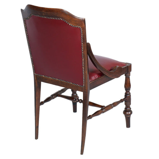 19th Century Neoclassical Walnut and Leather Desk Chair