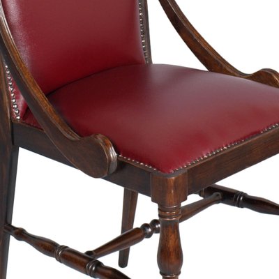 19th Century Neoclassical Walnut and Leather Desk Chair-NJV-735935