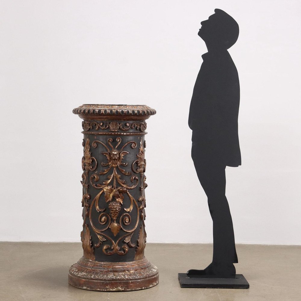 19th Century Neorenaissance Column Carved and Lacquered Wood