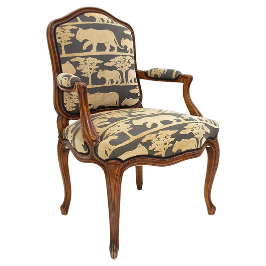 19th Century Nutwood Armchair with Cushion, 1880s