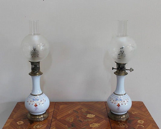 19th Century Oil Lamps, Set of 2