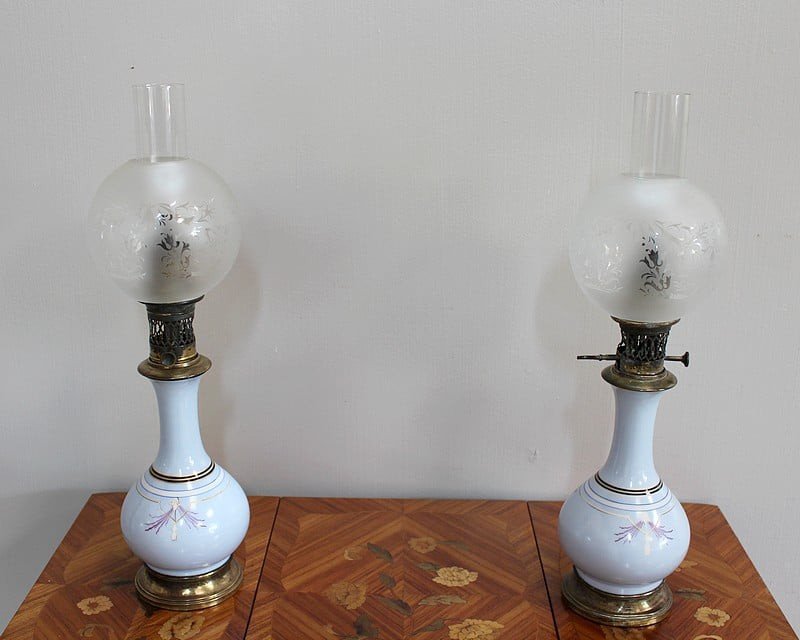 19th Century Oil Lamps, Set of 2