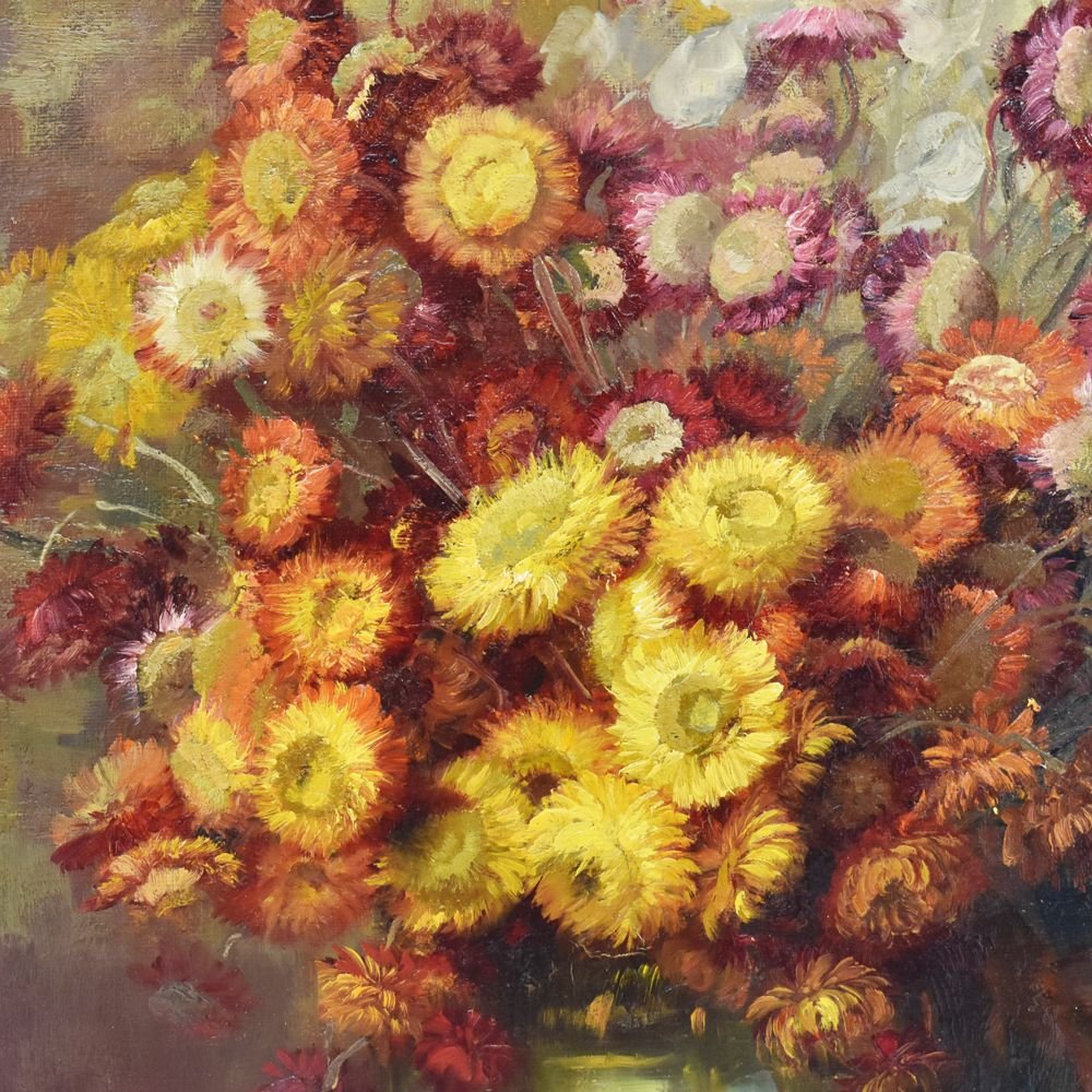 19th-Century, Oil Painting of Flowers, J. Stappers