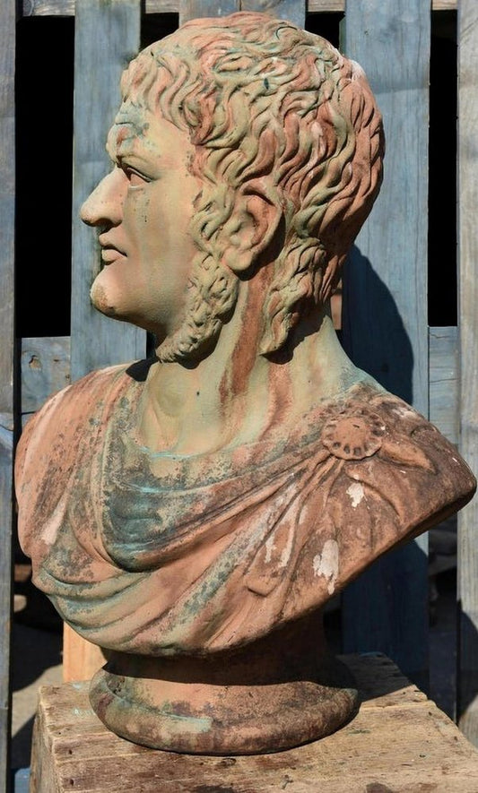 19th Century Original Italian Bust of Nerone in Terracotta