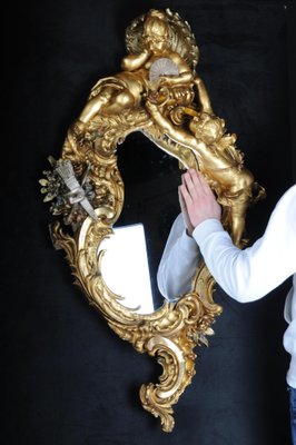 19th Century Ornate Rococo Mirror in Giltwood, Paris, 1870s-FLW-1402186