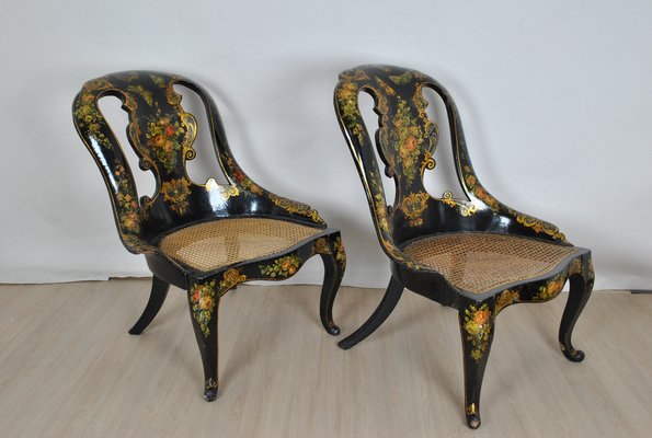 19th Century Paper Mache Armchairs, Set of 2-SYQ-1262540