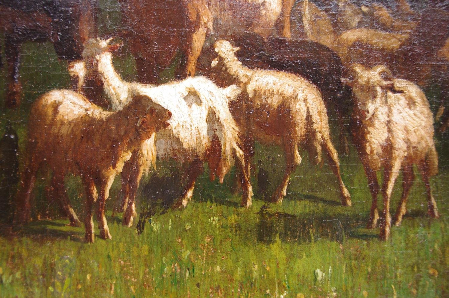 19th Century Pastoral Scene Oil on Canvas by Antonio Cortes