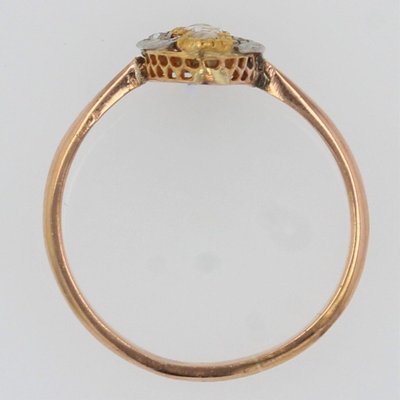 19th Century Pearl, Diamonds and 18 Karat Rose Gold Marquise Ring-OLU-948367