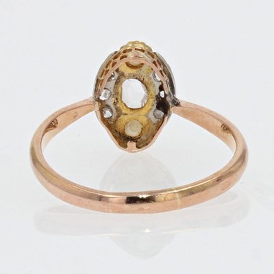 19th Century Pearl, Diamonds and 18 Karat Rose Gold Marquise Ring-OLU-948367