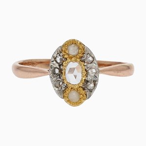 19th Century Pearl, Diamonds and 18 Karat Rose Gold Marquise Ring-OLU-948367