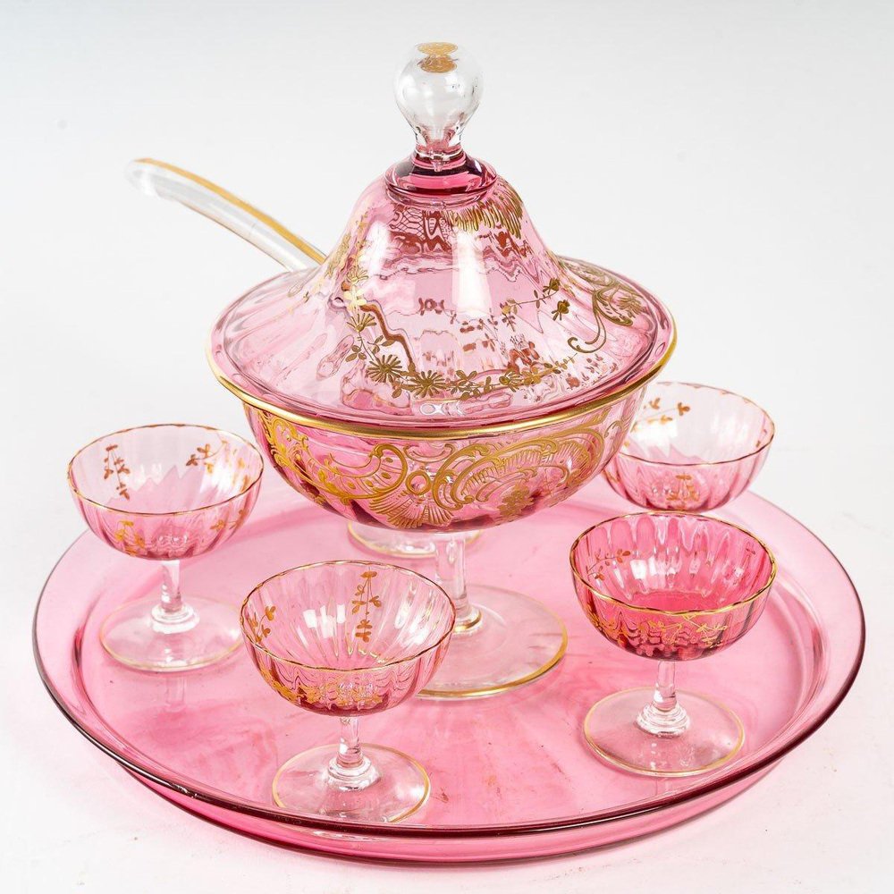 19th Century Pink Crystal Dinner Service