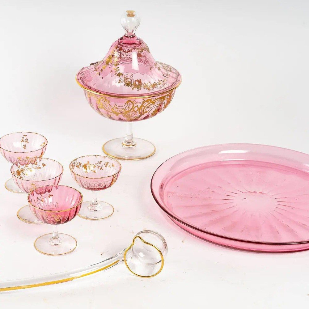 19th Century Pink Crystal Dinner Service