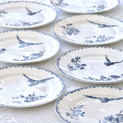 19th Century Plates Favorite Blue Iron Clay from Sarreguemines, 1890s, Set of 7-SHG-2022778