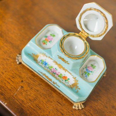 19th Century Porcelain Inkwell Holders, Set of 2-ZLY-846964