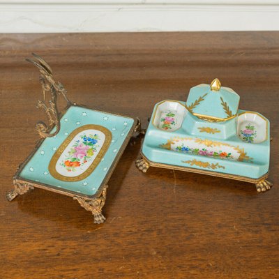 19th Century Porcelain Inkwell Holders, Set of 2-ZLY-846964