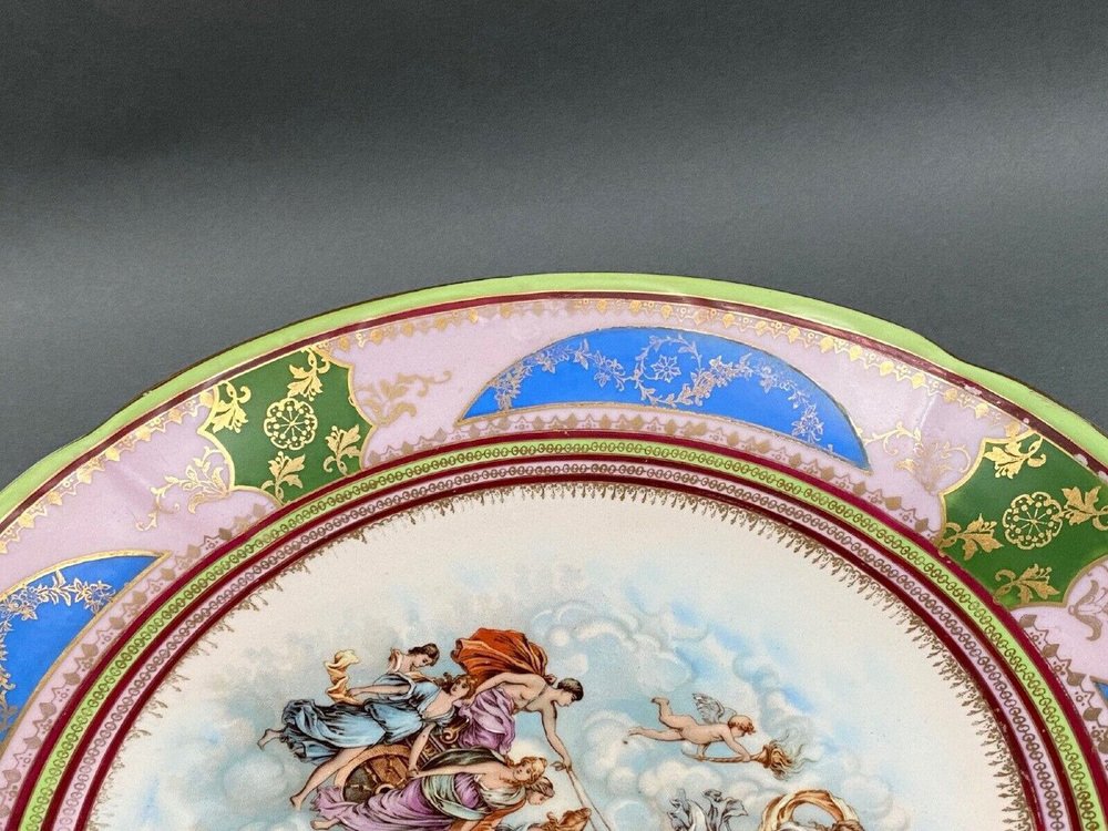 19th Century Porcelain Plate Decor N Crown Capodimonte