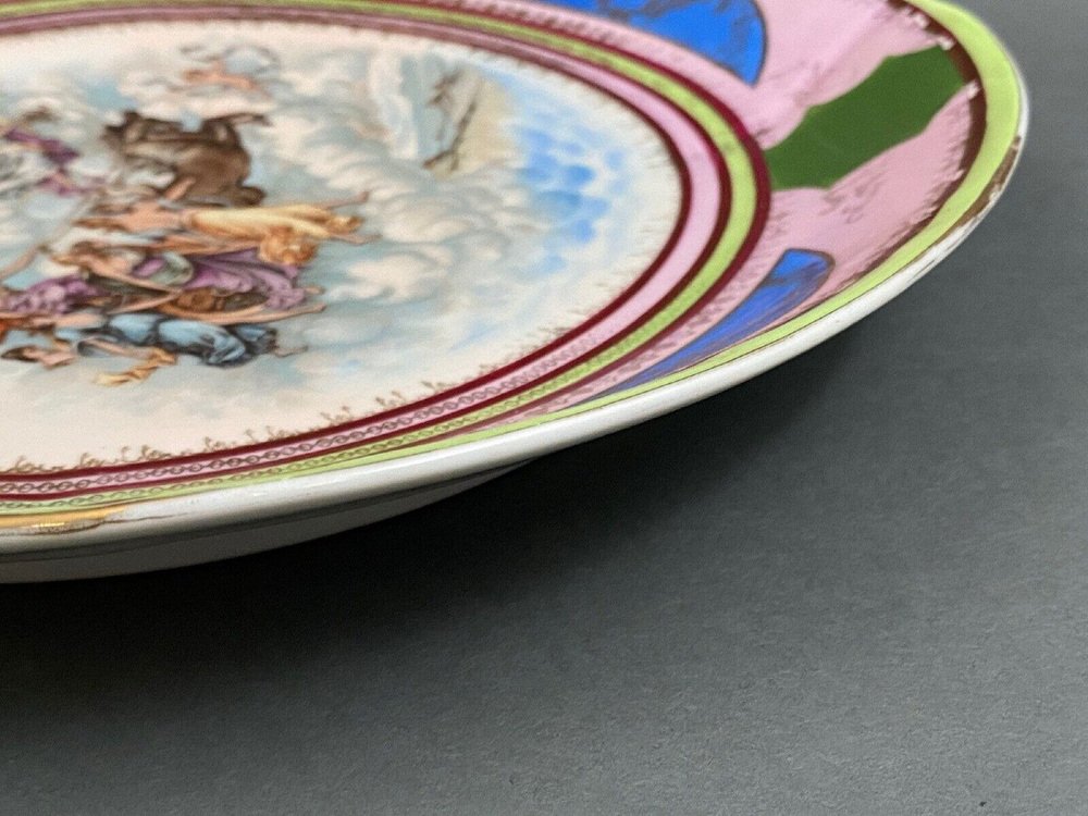 19th Century Porcelain Plate Decor N Crown Capodimonte