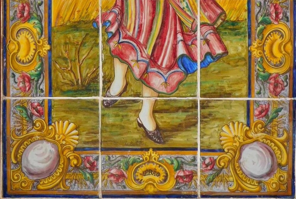 19th Century Portuguese Tiles Panel with Autumn Decor