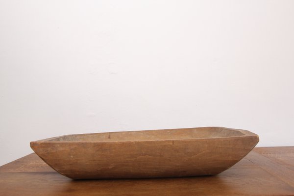 19th Century Primitive Wabi Sabi Hand Carved Wooden Dough Bowl-TAT-2025954