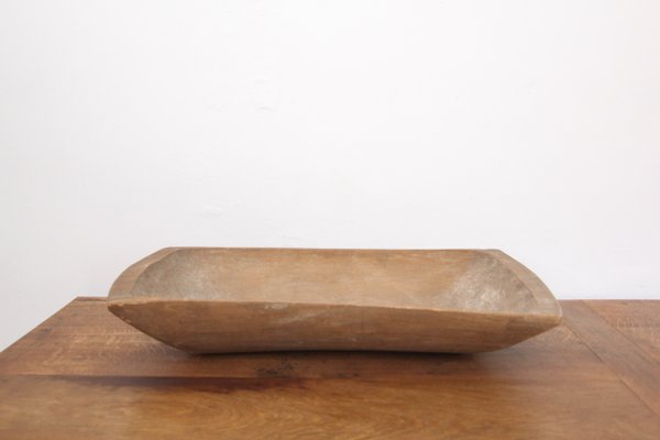 19th Century Primitive Wabi Sabi Hand Carved Wooden Dough Bowl-TAT-2025954