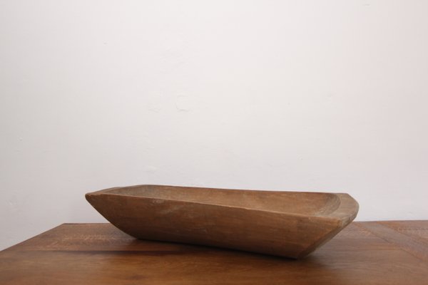 19th Century Primitive Wabi Sabi Hand Carved Wooden Dough Bowl-TAT-2025954