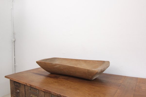 19th Century Primitive Wabi Sabi Hand Carved Wooden Dough Bowl-TAT-2025954