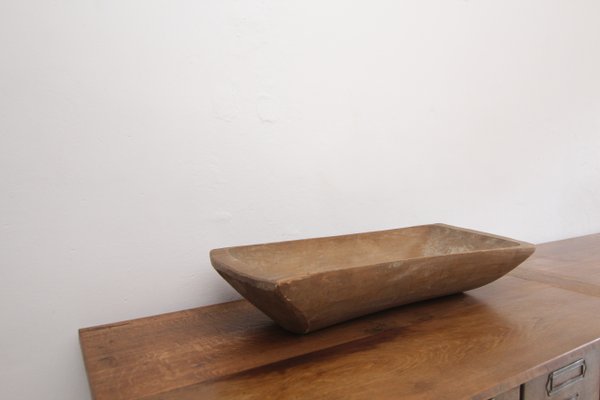 19th Century Primitive Wabi Sabi Hand Carved Wooden Dough Bowl-TAT-2025954