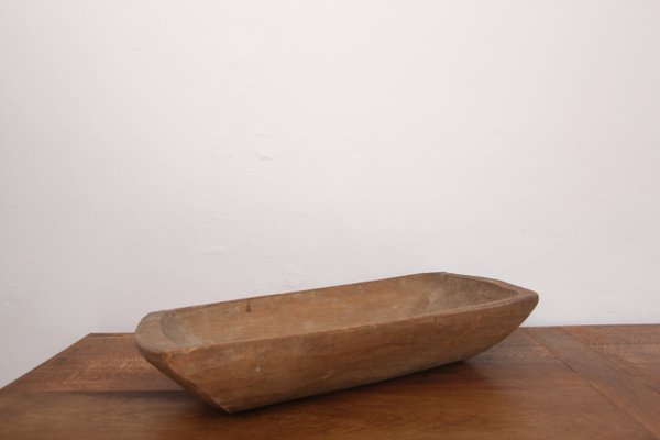 19th Century Primitive Wabi Sabi Hand Carved Wooden Dough Bowl-TAT-2025954