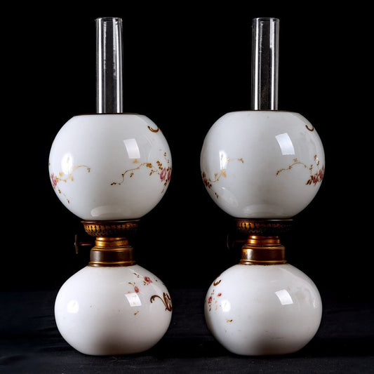 19th Century Quinquets White Opaline from House Baccarat, Set of 2