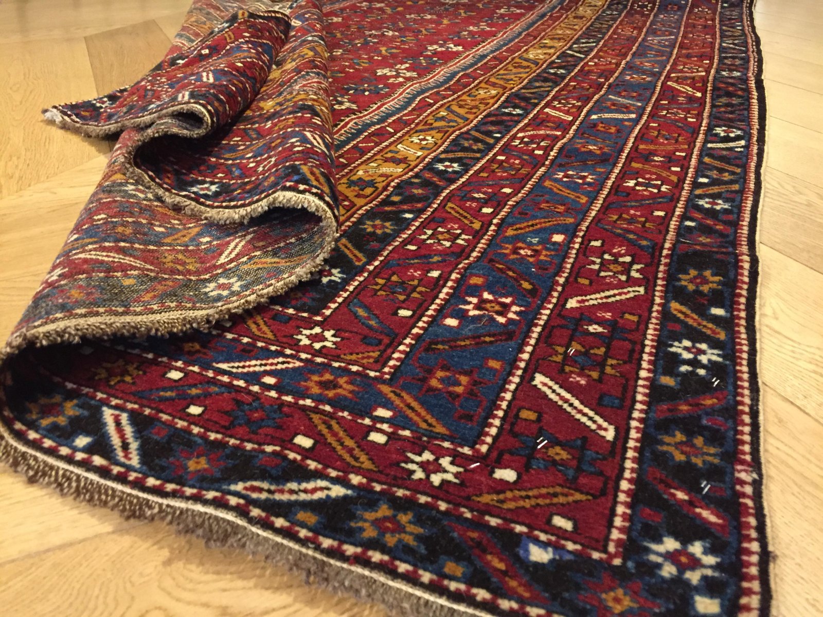 19th Century Red and Yellow Woolen Rug, 1890s