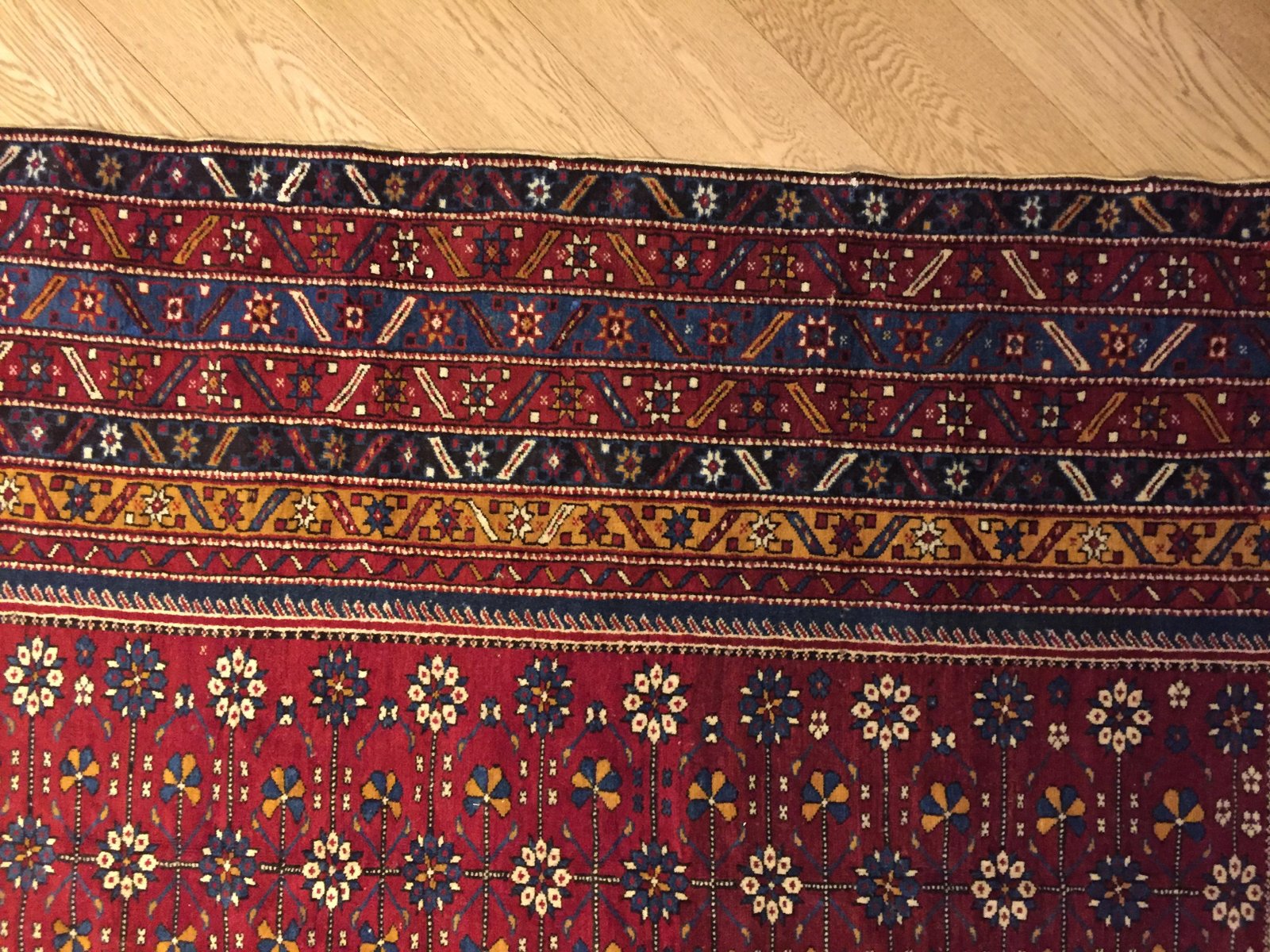 19th Century Red and Yellow Woolen Rug, 1890s