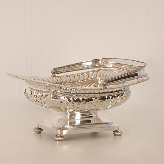 19th Century Regency Dutch Sterling Silver Bread Basket, 1800s