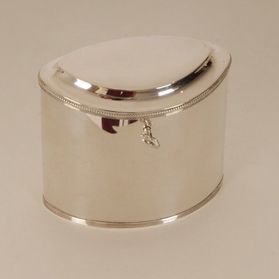 19th Century Regency Empire Napoleonic Sterling Silver Casket Tea Caddy Box-GOE-1175408