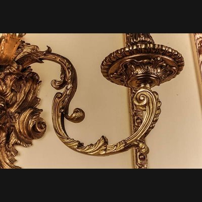 19th Century Regency Louis XV Bronze-Gilt Wall Lights, Set of 2-FLW-1426050