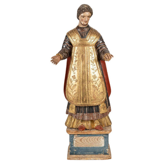 19th Century Religious Sculpture in Carved and Polychromed Wood